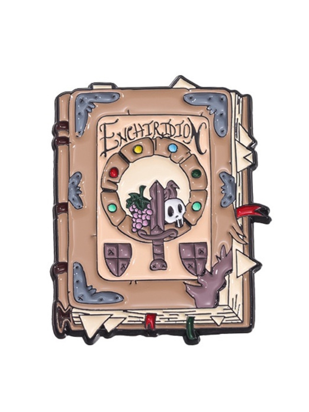 Fantasy Enchanted Spellbook Enamel Pin – Skull Potion Magic Book Lapel Pin